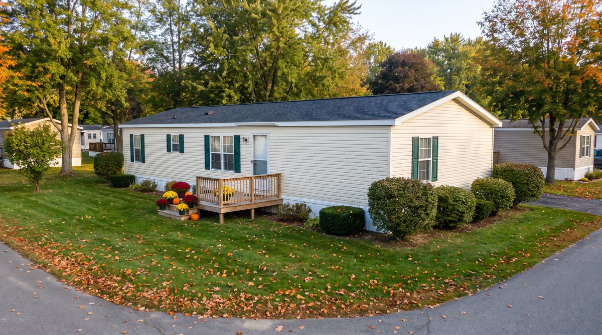 The Juniper, a single-section home on a corner lot